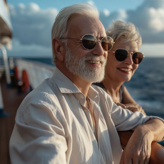 Mature couple on a cruiseliner