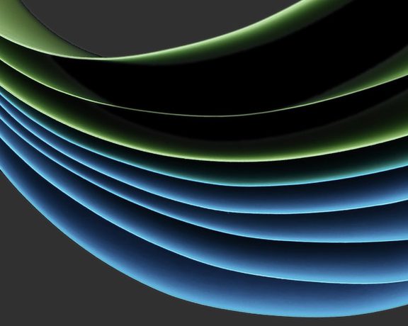 Green and Blue Curved Paper