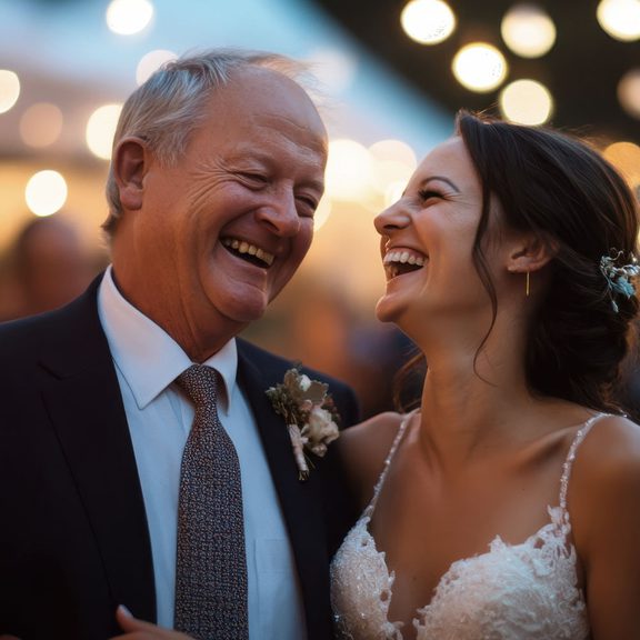 Smiling father and bride